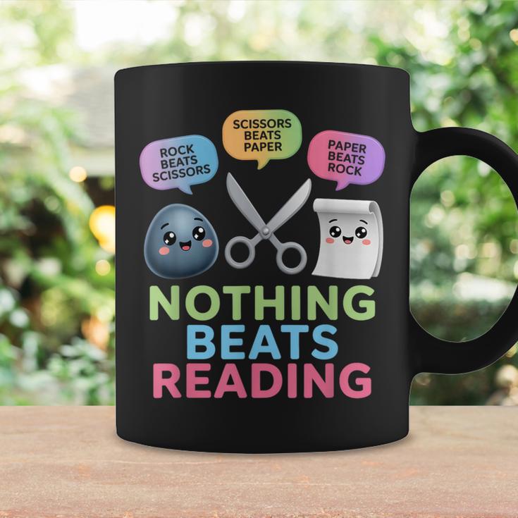 Nothing Beats Reading Rock Paper Scissors Game Book Lover Graphic Print Coffee Mug Gifts ideas
