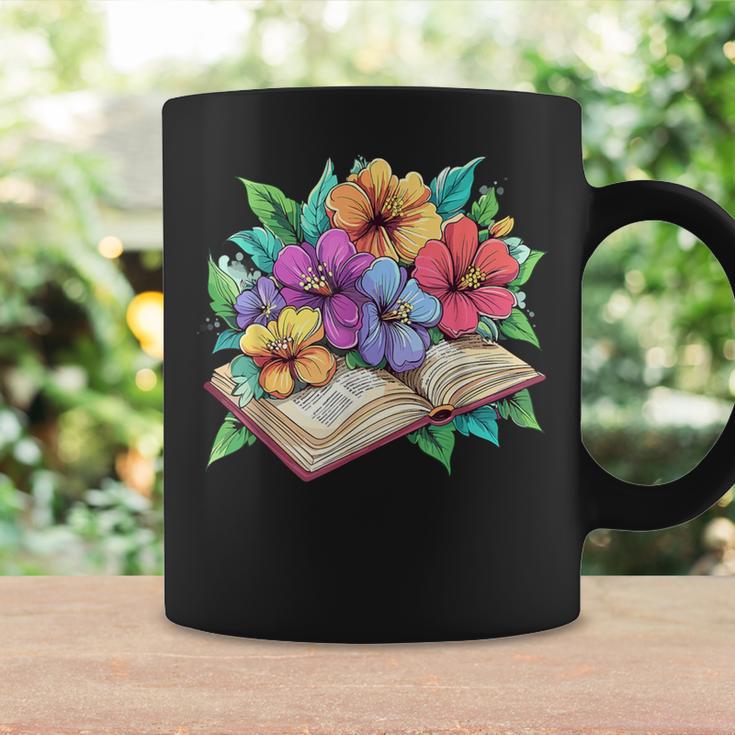 Open Book With Colorful Hibiscus Flowers Bloom Graphic Print Coffee Mug Gifts ideas
