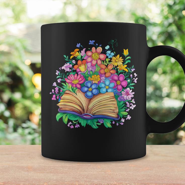 Open Book Surrounded By Colorful Spring Flowers Bloom Graphic Print Coffee Mug Gifts ideas