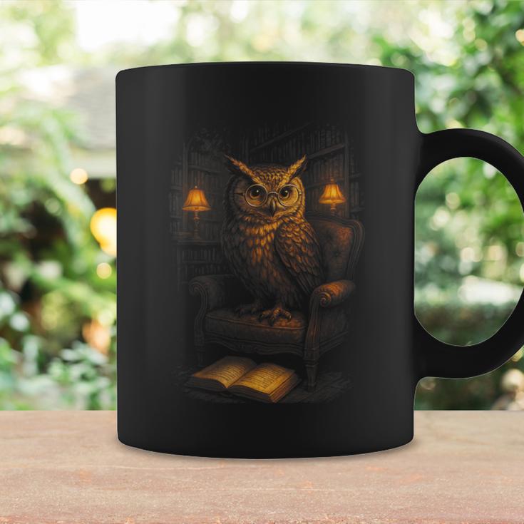 Owl Library Books Wisdom Reading Vintage Scholar Graphic Print Coffee Mug Gifts ideas
