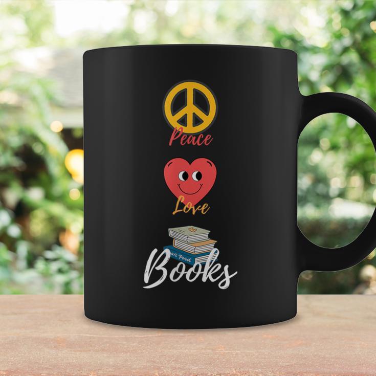 Peace Love Books Book Lovers Bookworm Graphic Print Coffee Mug Gifts ideas