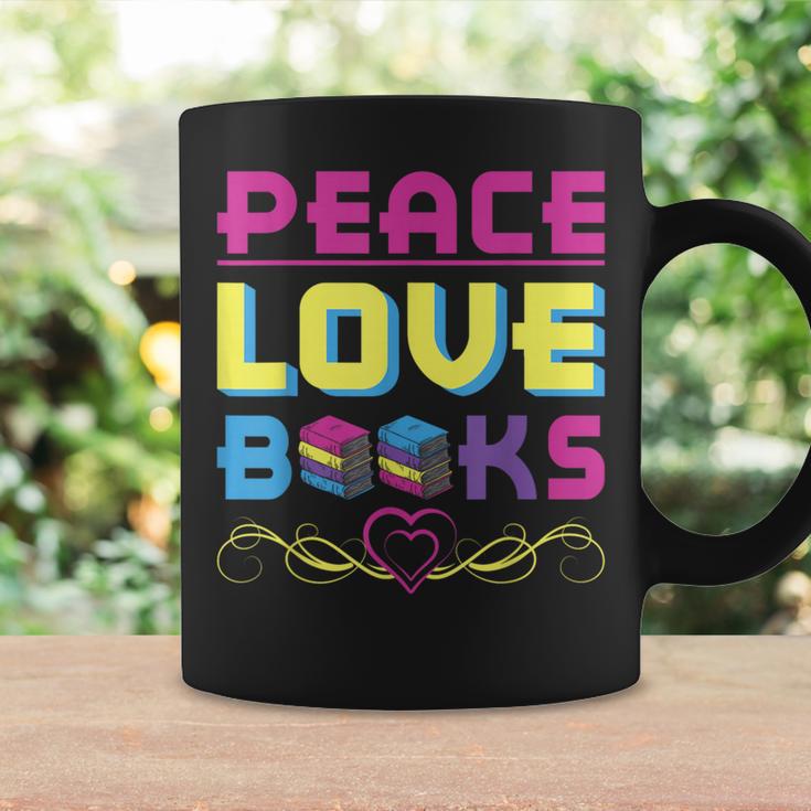 Peace Love Books Library Book Lover Graphic Print Coffee Mug Gifts ideas