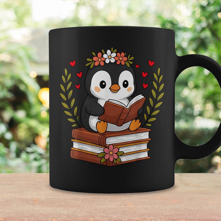 Penguin Reading Book Graphic Penguin With Book Floral Graphic Print Coffee Mug Gifts ideas