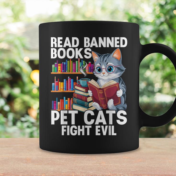 Pet Cats Fight Evil Read Banned Books Graphic Print Coffee Mug Gifts ideas