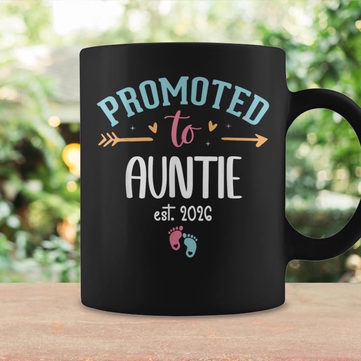 Promoted To Auntie 2026 First Time Aunt Est 2026 Aunty To Be コーヒーマグ ギフトのアイデア