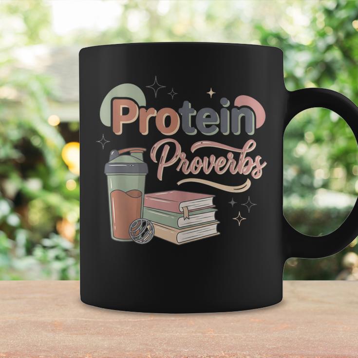 Protein And Proverbs Protein Workout Book Lover Gym Graphic Print Coffee Mug Gifts ideas