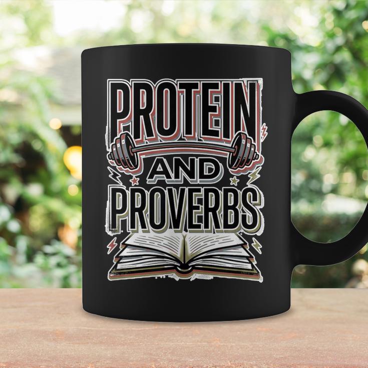 Protein And Proverbs Protein Workout Wisdom Book Lover Gym Graphic Print Coffee Mug Gifts ideas