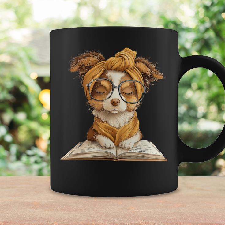 Puppy Open Book Reading Dog Lover Graphic Portrait Round Graphic Print Coffee Mug Gifts ideas