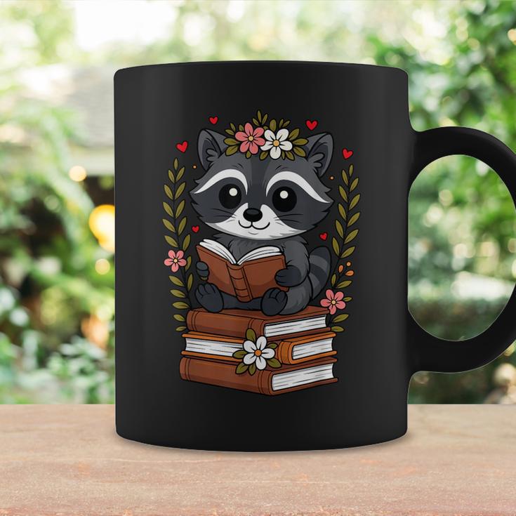 Racoon Reading Book Graphic Racoon With Book Floral Graphic Print Coffee Mug Gifts ideas