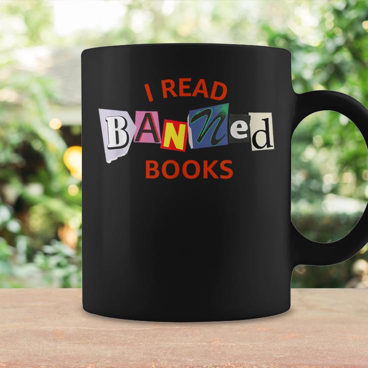 I Read Banned Books Scrap Letters Literature Activist Graphic Print Coffee Mug Gifts ideas