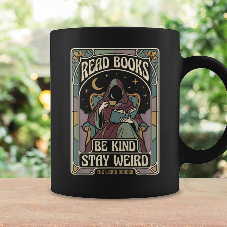 Read Books Be Kind Stay Weird Tarot Reaper Coffee Reading Graphic Print Coffee Mug Gifts ideas
