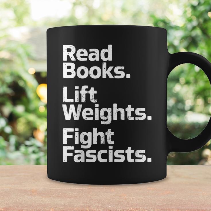 Read Books Lift Weights Fight Fascists Bookish Quote Graphic Print Coffee Mug Gifts ideas