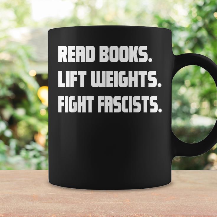 Read Books Lift Weights Fight Fascists Reading Activism Meme Graphic Print Coffee Mug Gifts ideas
