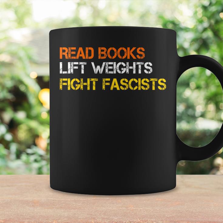 Read Books Lift Weights Fight Fascists Reading Retro Graphic Print Coffee Mug Gifts ideas