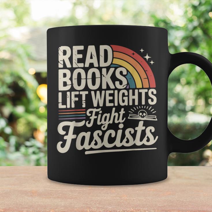 Read Books Lift Weights Fight Fascists Retro Vintage Graphic Print Coffee Mug Gifts ideas