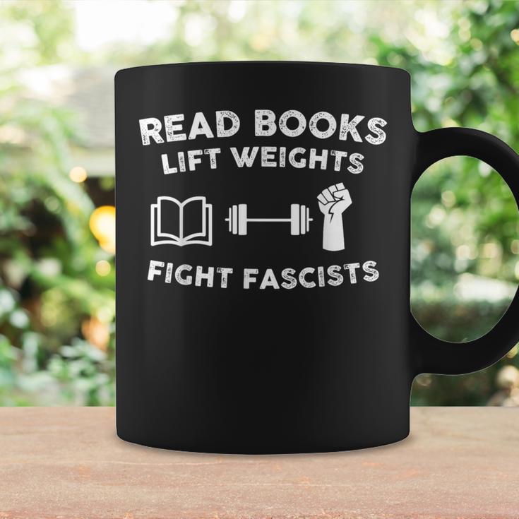 Read Books Lift Weights Fight Fascists Women Retro Men Graphic Print Coffee Mug Gifts ideas