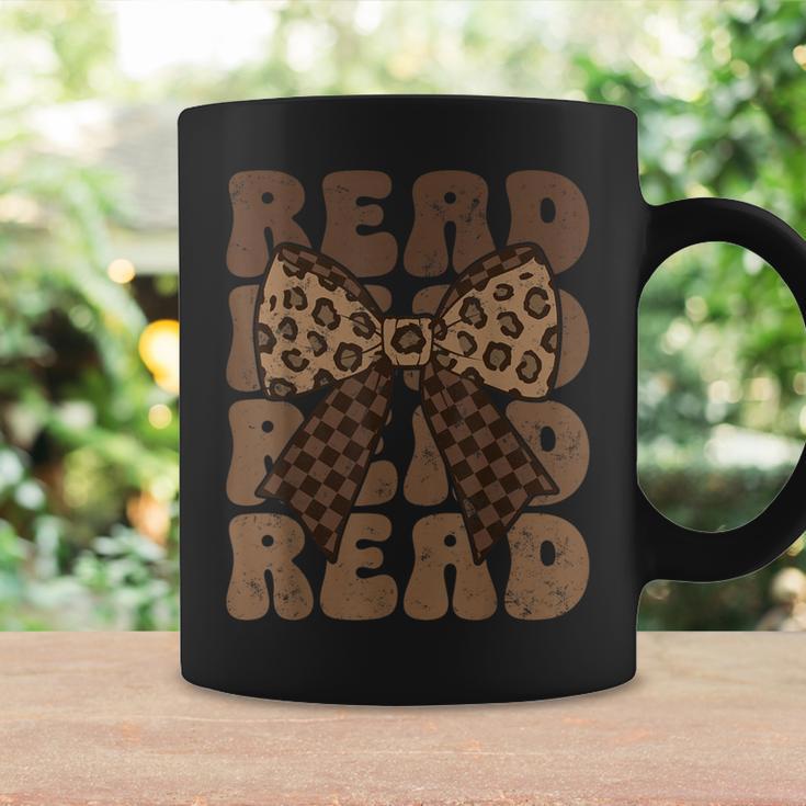 Read Coquette Bow Retro Western Groovy Leopard Reading Graphic Print Coffee Mug Gifts ideas