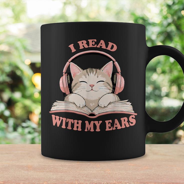 I Read With My Ears Lover Cat Audiobook Reader Book Graphic Print Coffee Mug Gifts ideas