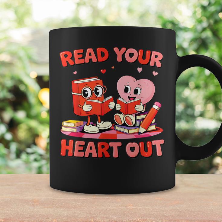 Read Your Heart Out Valentine Reading Book Girl Kid Teacher Graphic Print Coffee Mug Gifts ideas