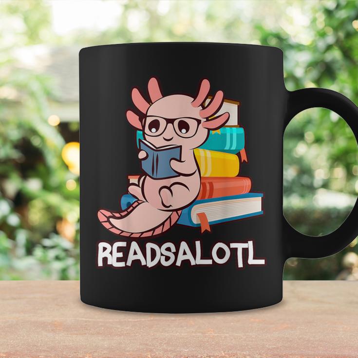 Readalotl a Kawaii Axolotl Reading a Book As Readsalotl Graphic Print Coffee Mug Gifts ideas