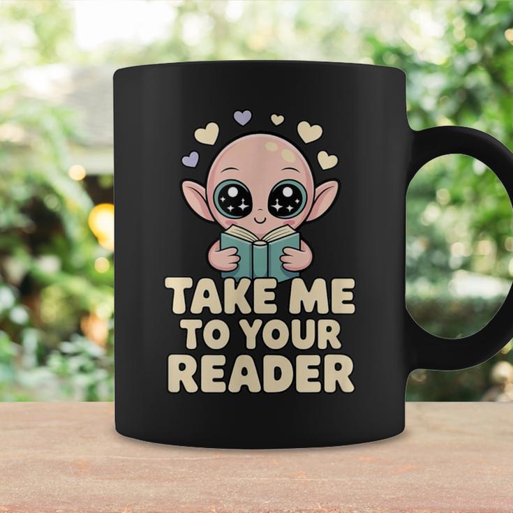 Take Me To Your Reader Cute Kawaii Alien Book Lover Pun Graphic Print Coffee Mug Gifts ideas