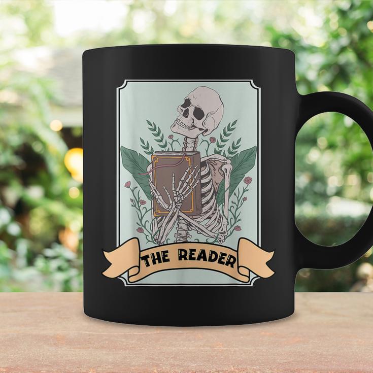 The Reader Tarot Card Skeleton With Book Lover Bookworm Graphic Print Coffee Mug Gifts ideas