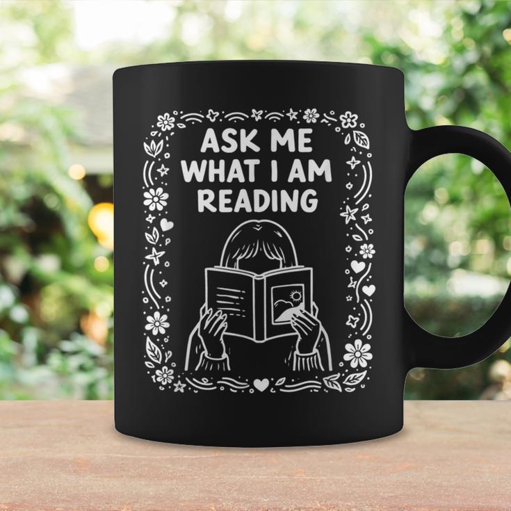 Reading Book Lover Bookish Floral Ask Me What I'm Reading Graphic Print Coffee Mug Gifts ideas Reading Book Lover Bookish Floral Ask Me What I'm Reading Graphic Print Coffee Mug Gifts ideas