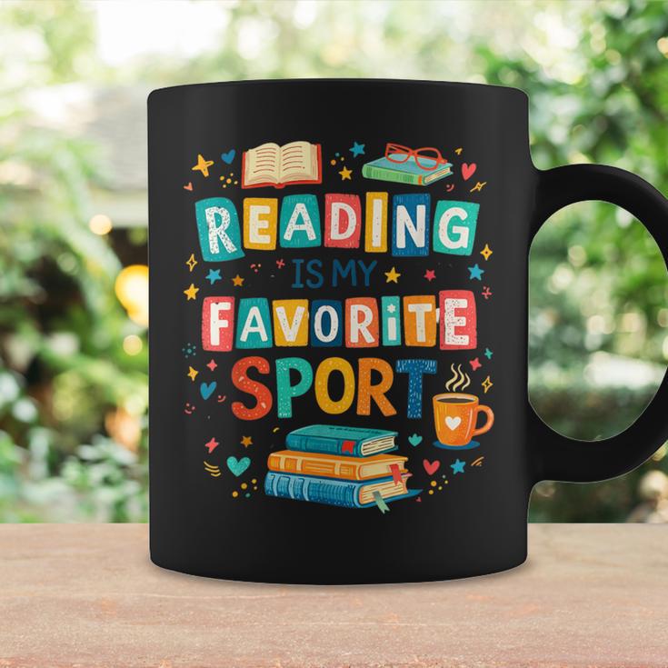 Reading Is My Favorite Sport Colorful Books Readers Teachers Graphic Print Coffee Mug Gifts ideas