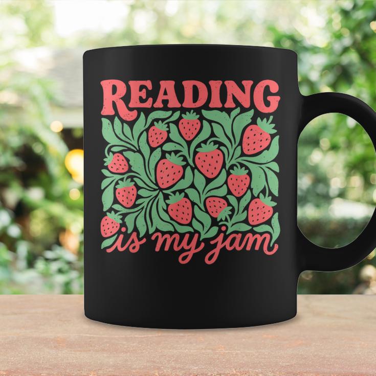 Reading Is My Jam Strawberry Bookish Book Lover Reader Nerd Graphic Print Coffee Mug Gifts ideas