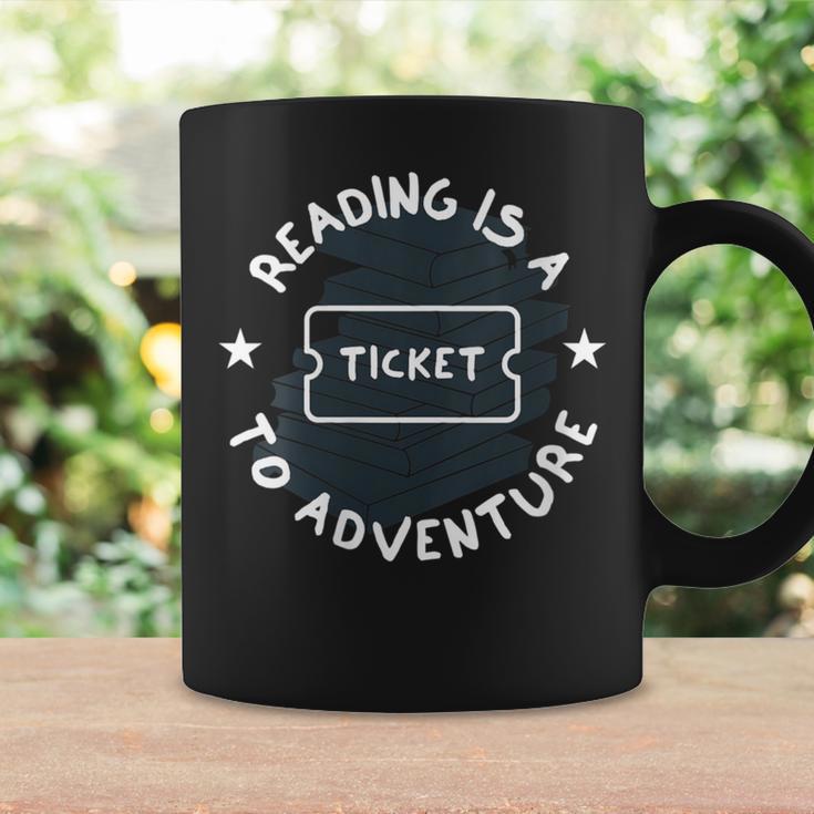 Reading Is A Ticket To Adventure Book Lover Reading Teacher Graphic Print Coffee Mug Gifts ideas Reading Is A Ticket To Adventure Book Lover Reading Teacher Graphic Print Coffee Mug Gifts ideas