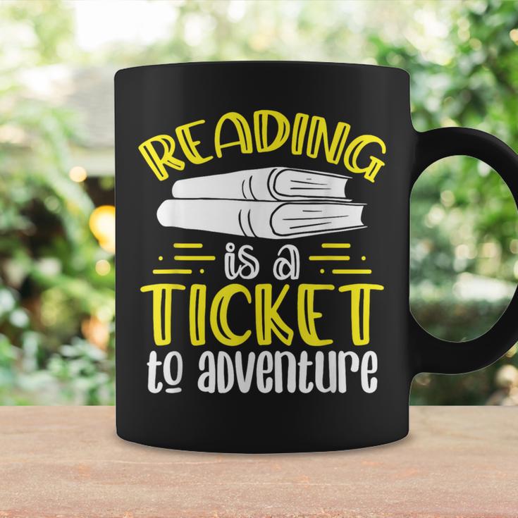 Reading Is A Ticket To Adventure Bookworm Book Reading Graphic Print Coffee Mug Gifts ideas
