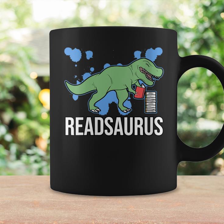 Readsaurus Reader Book Tyrannosaurus T-Rex Dinosaur Jurassic Graphic Print Coffee Mug Gifts ideas