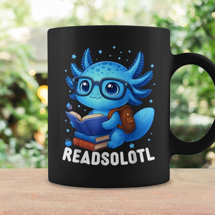 Readsolotl Blue Kawaii Axolotl Book Lover Reading Graphic Print Coffee Mug Gifts ideas
