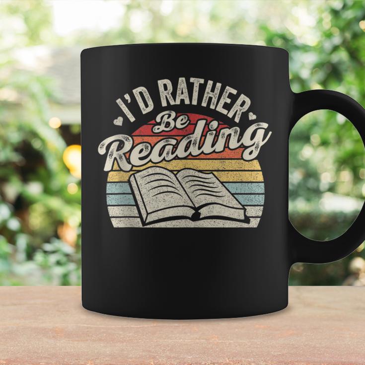 Retro Vintage I'd Rather Be Reading Book Lover Reader Graphic Print Coffee Mug Gifts ideas