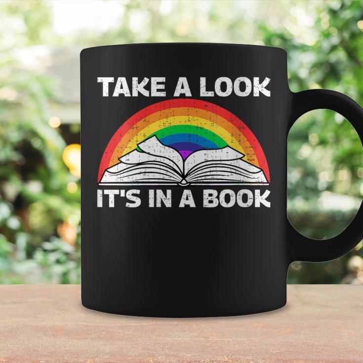 Retros Vintage Rainbow Take a Look It's In a Book Reading Graphic Print Coffee Mug Gifts ideas