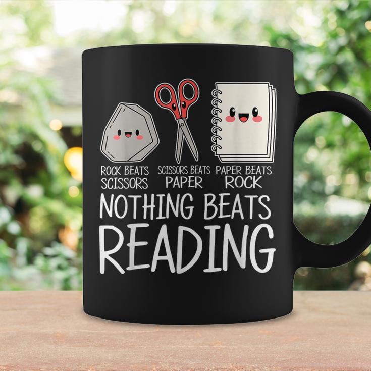 Rock Paper Scissors Nothing Beats Reading Book Lover Humor Graphic Print Coffee Mug Gifts ideas