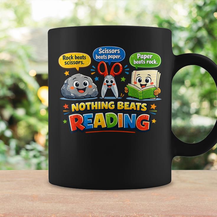 Rock Paper Scissors Nothing Beats Reading Book Lovers Graphic Print Coffee Mug Gifts ideas