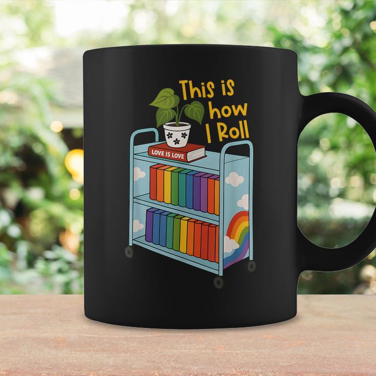 This Is How I Roll Rainbow Book Cart Queer Bookish Graphic Print Coffee Mug Gifts ideas