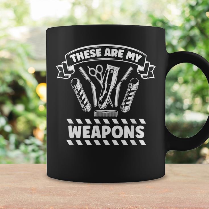These Are My Weapons ヘアカット バーバー コーヒーマグ ギフトのアイデア