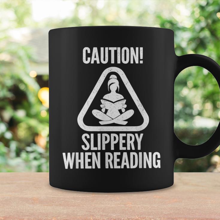 Slippery When Reading Unhinged Book Lover Meme Witty Graphic Print Coffee Mug Gifts ideas
