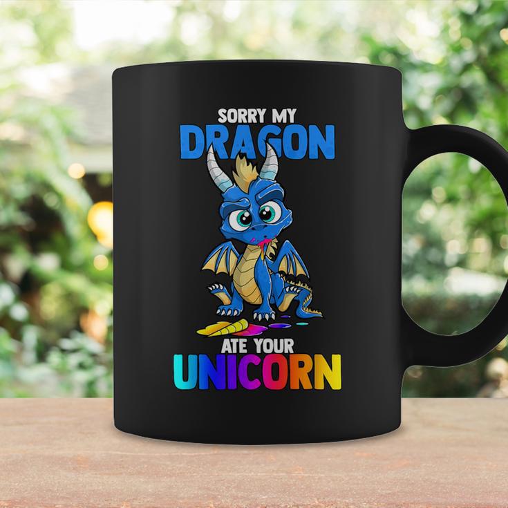 Sorry My Dragon Ate Your Unicorn Cute Book Lover Graphic Print Coffee Mug Gifts ideas