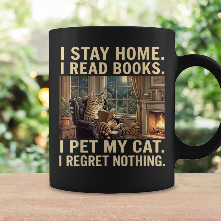 I Stay Home I Read Books I Pet My Cat I Regret Nothing Cat Graphic Print Coffee Mug Gifts ideas