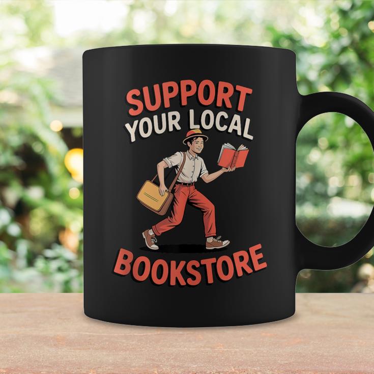 Support Your Local Bookstore Retro Book Lover Graphic Print Coffee Mug Gifts ideas