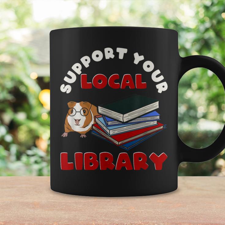 Support Your Local Library Guinea Pig Book Reader Graphic Print Coffee Mug Gifts ideas