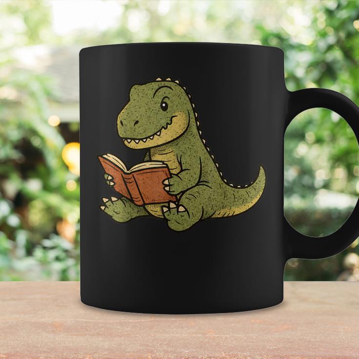 T-Rex Dinosaur Reading Book Nerd Graphic Print Coffee Mug Gifts ideas