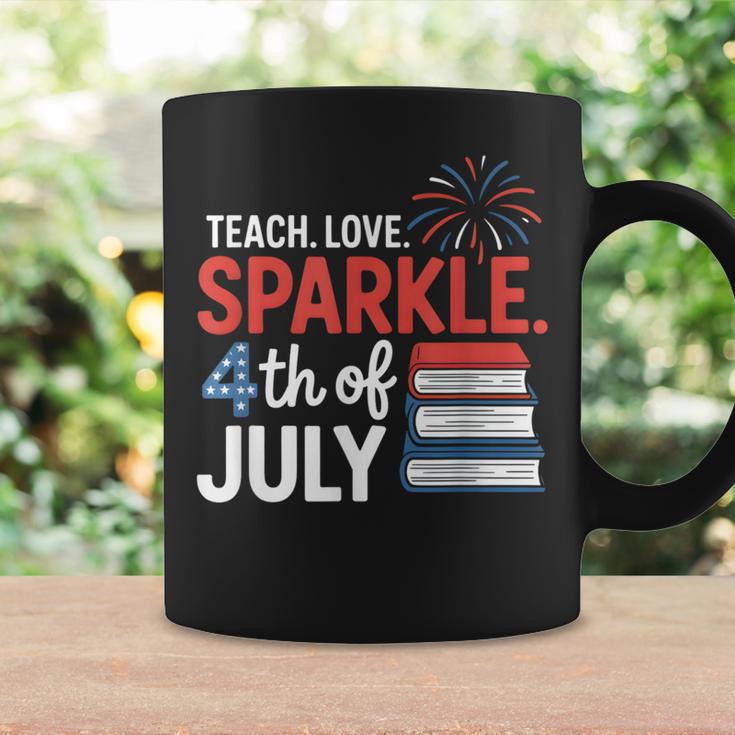 Teaching Love 4th Of July Teacher American Flag Books Party Graphic Print Coffee Mug Gifts ideas