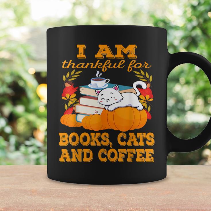 I Am Thankful For Books Cats And Coffee Thanksgiving Graphic Print Coffee Mug Gifts ideas I Am Thankful For Books Cats And Coffee Thanksgiving Graphic Print Coffee Mug Gifts ideas