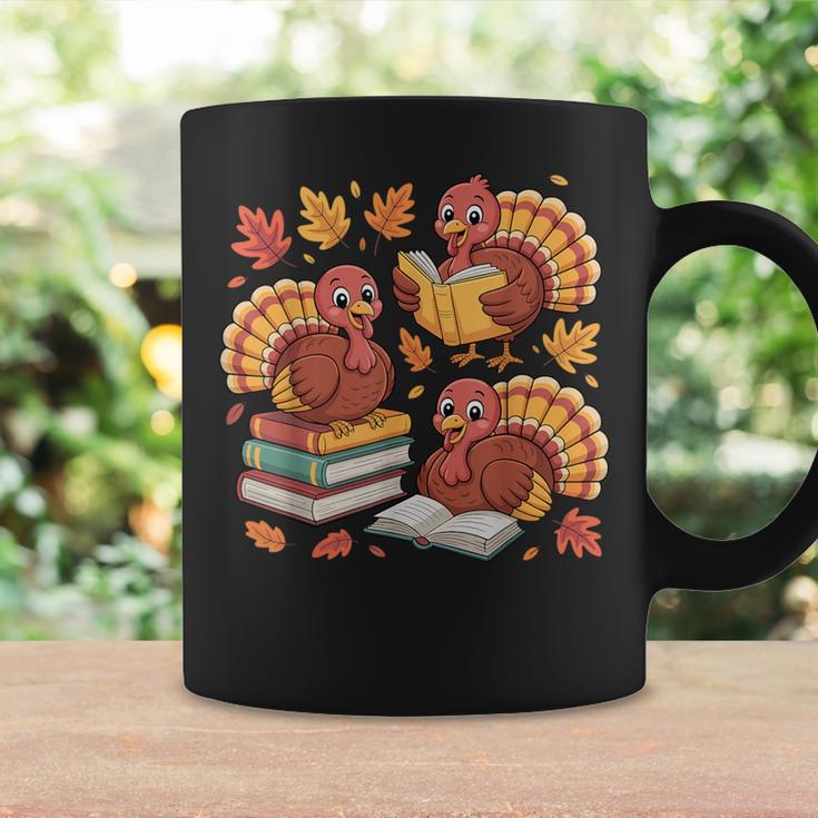 Turkey Reading Books Fall Thanksgiving Teacher Librarian Graphic Print Coffee Mug Gifts ideas