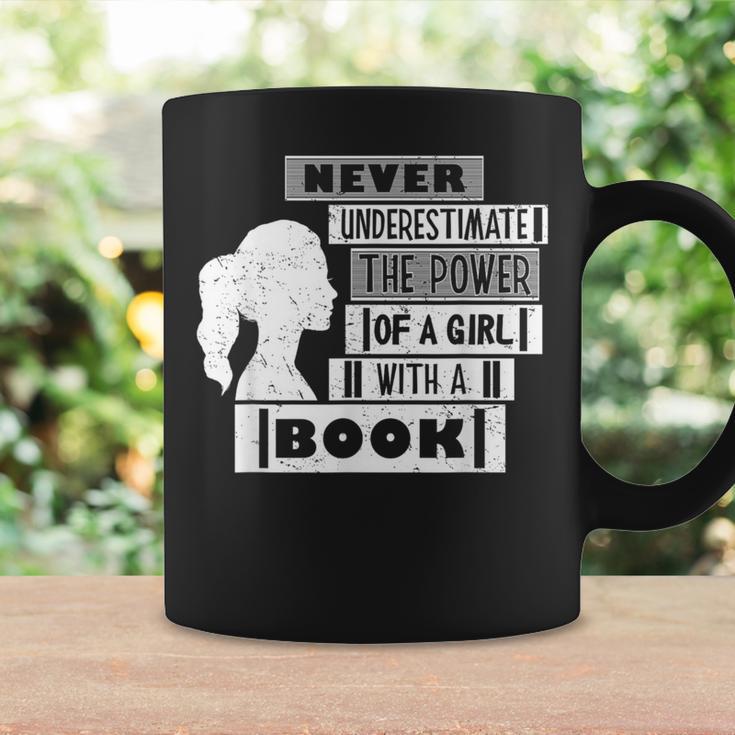 Never Underestimate Power Of Girl With Book Feminist Cute Graphic Print Coffee Mug Gifts ideas