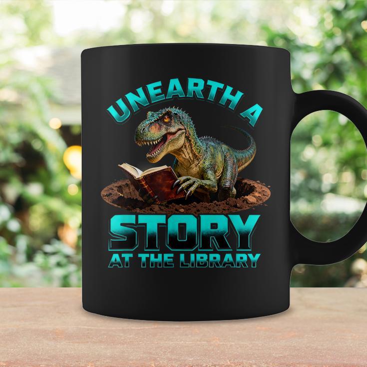 Unearth A Story At The Library Dinosaur Reading Graphic Print Coffee Mug Gifts ideas